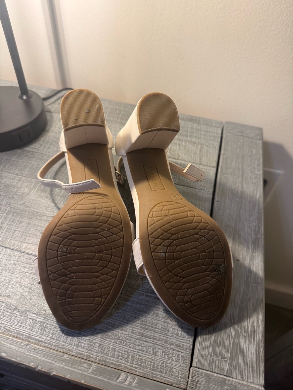 Bandolino white Block Heel Ankle Strap Sandals - Picture 3 of 5